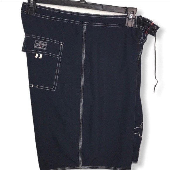 Y2K 06 Tommy Hilfiger Board shorts Swim Trunks Color block blue White size M - Picture 9 of 17
